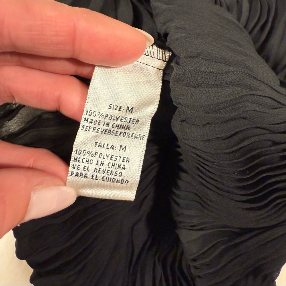 Kaelyn-Max Black Beaded Halter Top, Chiffon Layered Top, Size Medium - Picture 7 of 16